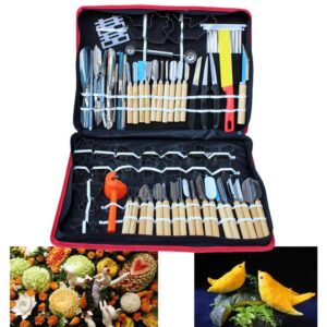 TBVECHI Carving Tools Kit, 80Pcs Professional Kitchen Vegetable Fruit Carving Tools Set Engraving Chef Cutter Kit with Handbag