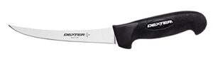 dexter russell sg131-6b-pcp sofgrip (24003b) boning knife, 6", narrow, curved, dexsteel stain-free, high-carbon steel, non-slip, black, soft rubber grip handle, perfect cutlery packaging