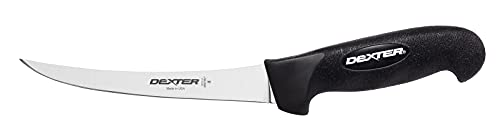 Dexter Russell SG131-6B-PCP SofGrip (24003B) Boning Knife, 6", Narrow, Curved, DEXSTEEL Stain-Free, high-Carbon Steel, Non-Slip, Black, Soft Rubber Grip Handle, Perfect Cutlery Packaging