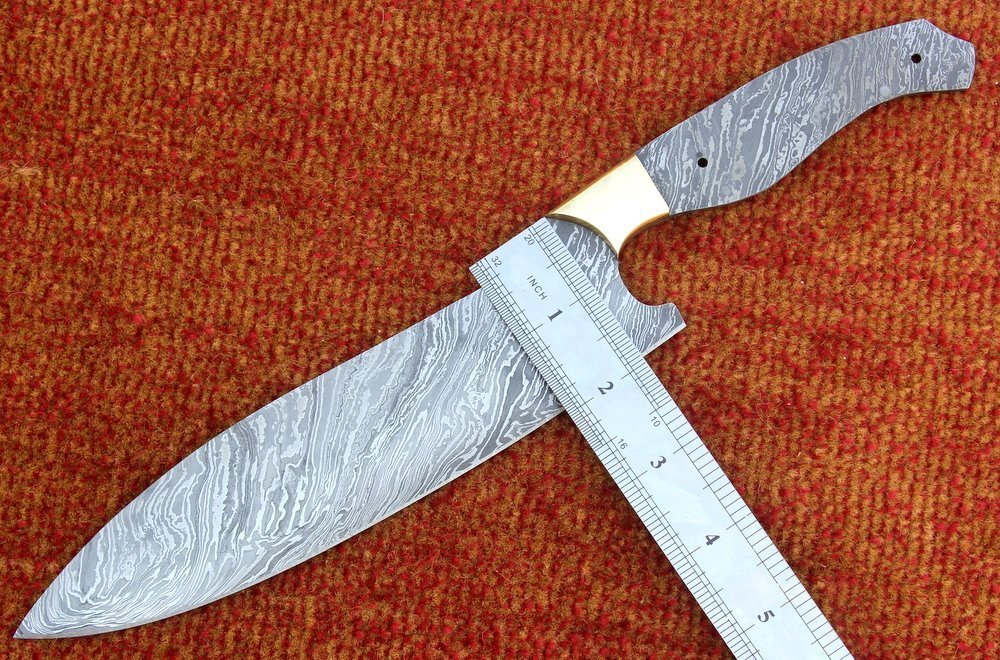 Forged Damascus Steel Chef Knife Blank Blade for Knife Making Diy Professional Kitchen Knives Blanks 12.50" vk5053