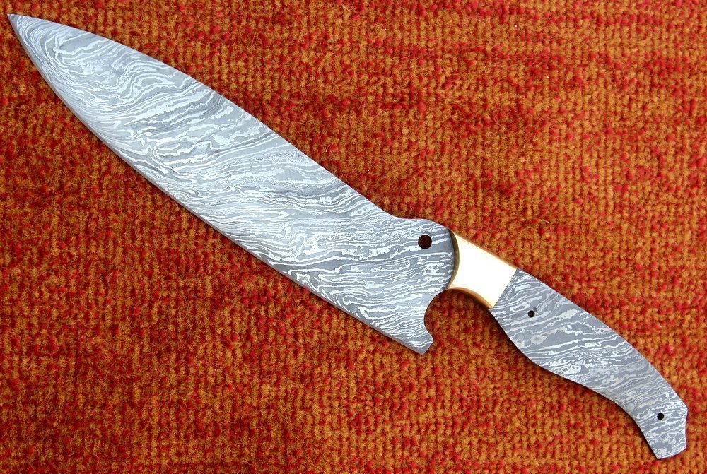 Forged Damascus Steel Chef Knife Blank Blade for Knife Making Diy Professional Kitchen Knives Blanks 12.50" vk5053
