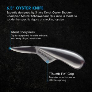 Messermeister 6.5-Inch Oyster Knife - Surgical Stainless Steel & “Thumb Fin” Grip - Safe, Efficient & Easy to Clean