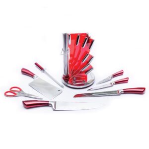 Müller Koch MK-2804 - 8 PCS Knife Set with Acrylic Block Stand (RED)