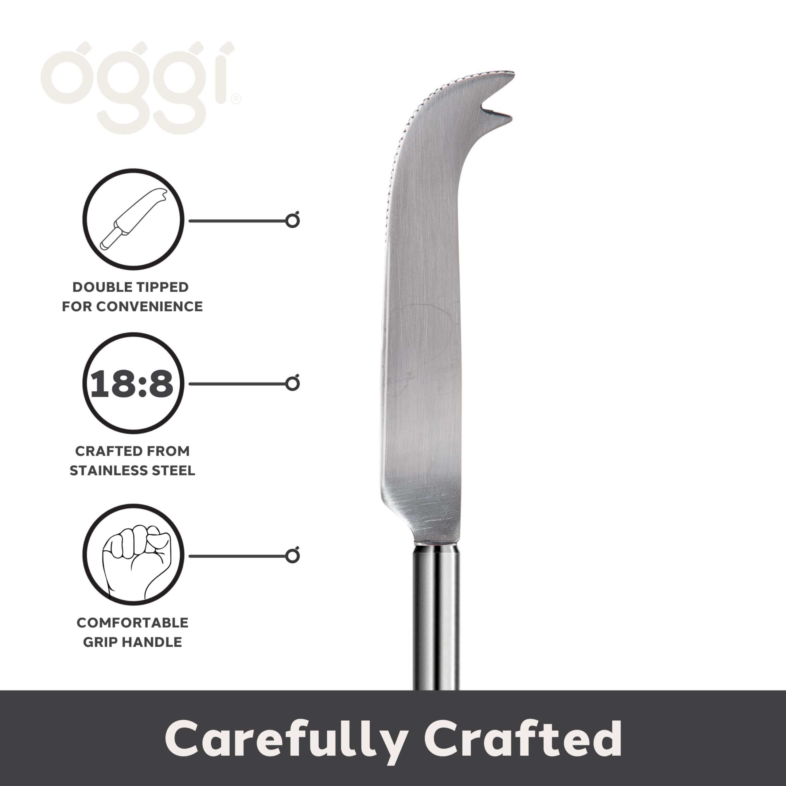 Oggi Bartender Knife, 9.5" / 24cm Bar Knife, Stainless Steel Handle, Double Tipped Stainless Steel Blade, Bar Cart Accessories, Bartender Accessories, Cocktail Kit