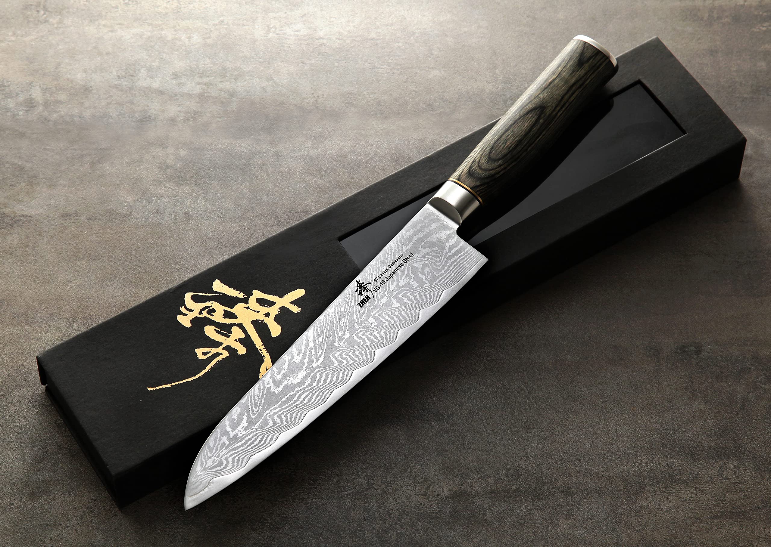 ZHEN Thunder-V Series 67 Layers Japanese VG-10 Damascus Steel Gyuto Chef Knife, 8-inch