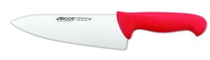 arcos chef knife 8 inch nitrum stainless steel and 200 mm blade. professional multipurpose cooking knife. ergonomic polypropylene handle. series 2900. color red