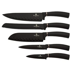 Berlinger Haus Kitchen Knife Set with Block, 6 Piece Knives Set for Kitchen, Elegant Cooking Knives with Ergonomic Soft-Touch Handle, Sharp Cutting Stainless Steel Chef Knife Set with Acrylic Stand