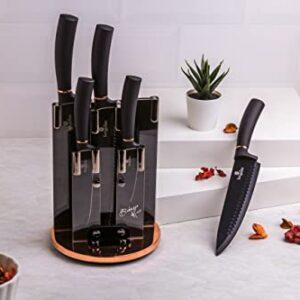 Berlinger Haus Kitchen Knife Set with Block, 6 Piece Knives Set for Kitchen, Elegant Cooking Knives with Ergonomic Soft-Touch Handle, Sharp Cutting Stainless Steel Chef Knife Set with Acrylic Stand