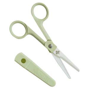 ceramic food scissors zoli snip sage green | kitchen scissors, stain-resistant, durable, shears for food, bite-sized toddler food