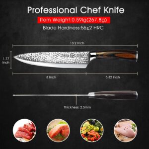 ANTINIVES Chef Knife, 8 Inch Pro Kitchen Knife Dishwasher Safe, High Carbon Stainless Steel Sharp Chef's Knife with Ergonomic Wood Handle and Gift Box