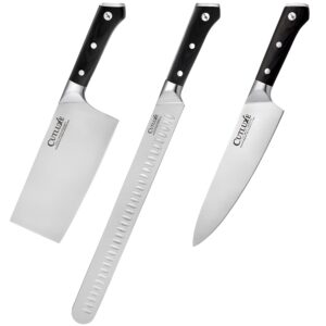 cutluxe cleaver knife, carving knife & chef knife– forged high carbon german steel – full tang & razor sharp – ergonomic handle design – artisan series