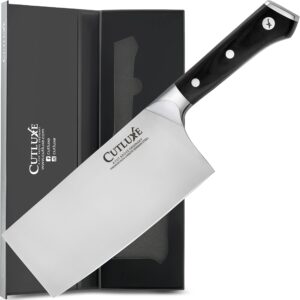 Cutluxe Cleaver Knife, Carving Knife & Chef Knife– Forged High Carbon German Steel – Full Tang & Razor Sharp – Ergonomic Handle Design – Artisan Series