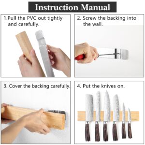 Magnetic Knife Holder for Wall, PICKWILL 16 Inch Magnetic Knife Strip, Powerful Wood Magnet Knife Rack for Kitchen Knives & Tools