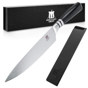 brooklyn knife co. chef knife - japanese seigaiha series - etched high carbon steel 8-inch