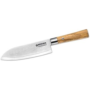 boker damascus olive wood santoku knife