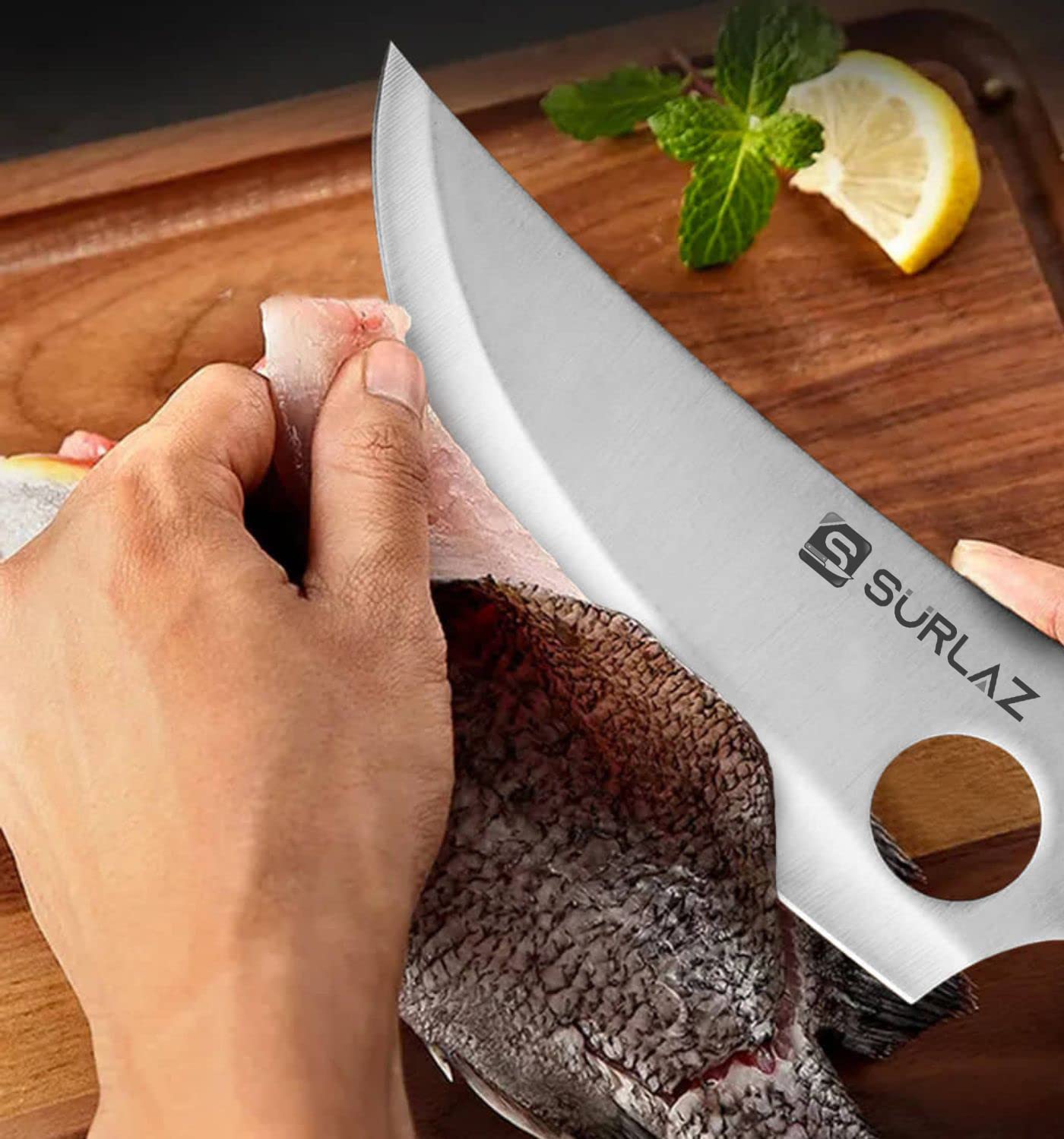 Surlaz Boning Knife for Meat Cutting, Sharp Fillet Knife, Brisket Trimming Knife, Butcher Boning Knife for Chef Knife, Camping Outdoor Knife, Gift for Boyfriend