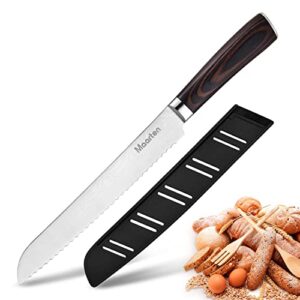 abitalent bread knife 8 inch with sheath, ultra sharp high carbon stainless steel bread blade cutting slicing knife for homemade bread, bagels, cake