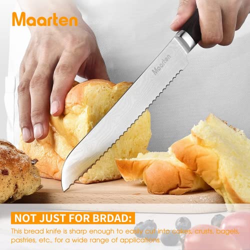 ABITALENT Bread Knife 8 Inch with Sheath, Ultra Sharp High Carbon Stainless Steel Bread Blade Cutting Slicing Knife for Homemade Bread, Bagels, Cake