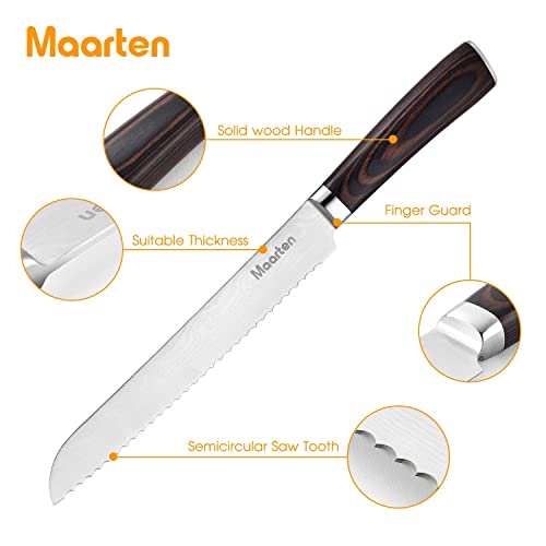 ABITALENT Bread Knife 8 Inch with Sheath, Ultra Sharp High Carbon Stainless Steel Bread Blade Cutting Slicing Knife for Homemade Bread, Bagels, Cake