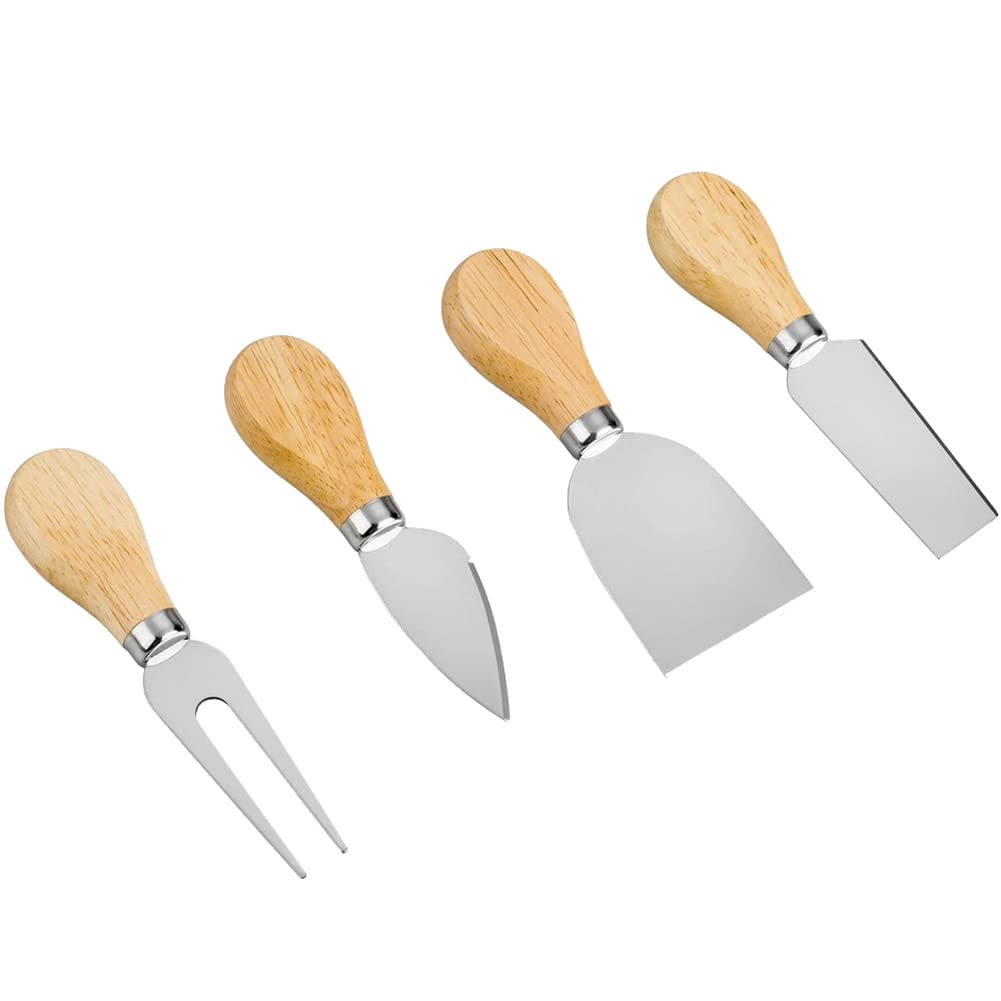 ccHuDE 4 Pcs Stainless Steel Cheese Cutter Set Cheese Spreading Slicer Forks Mini Butter Serving Spatula Charcuterie Board Accessories