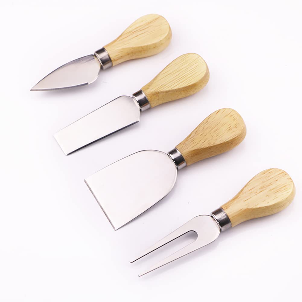 ccHuDE 4 Pcs Stainless Steel Cheese Cutter Set Cheese Spreading Slicer Forks Mini Butter Serving Spatula Charcuterie Board Accessories