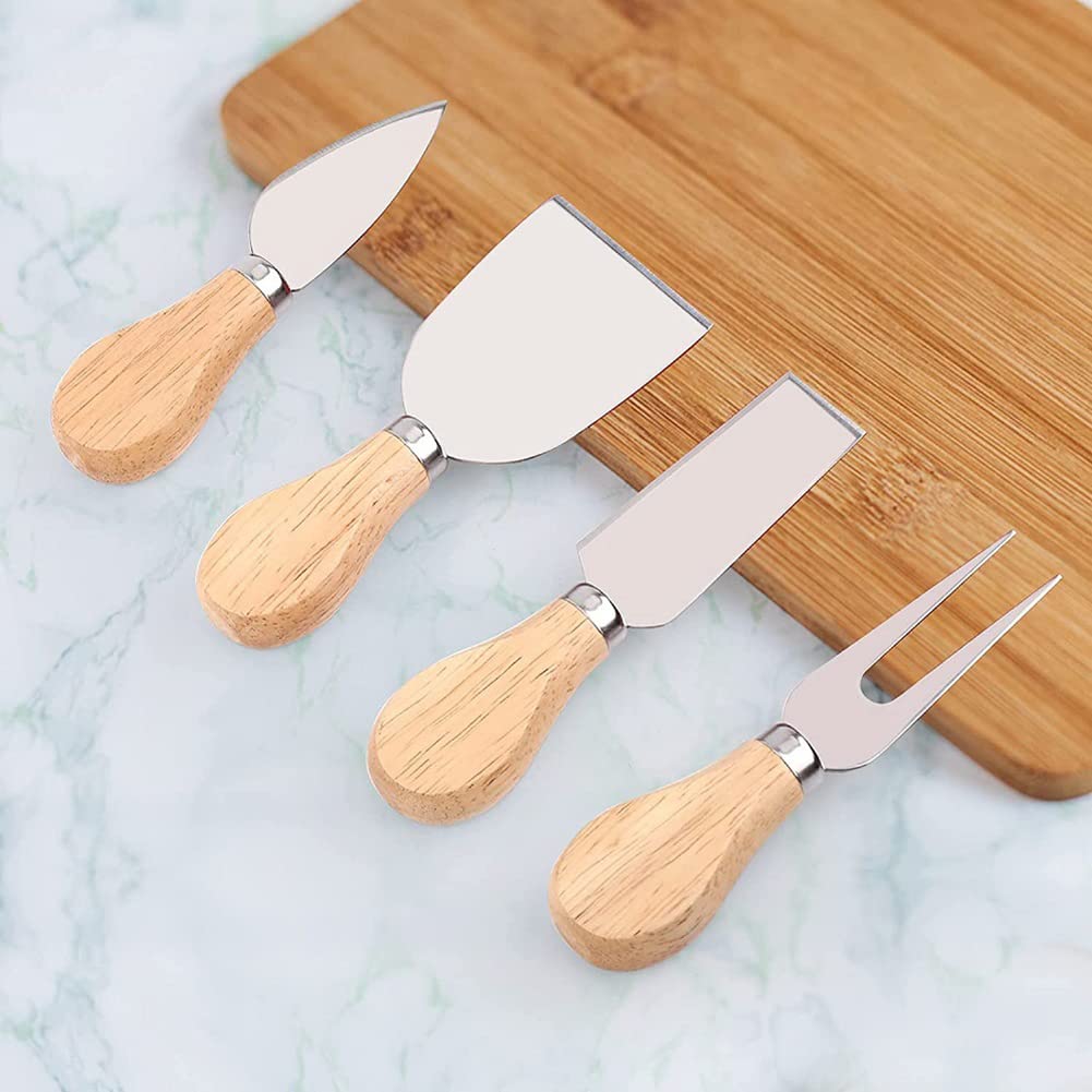 ccHuDE 4 Pcs Stainless Steel Cheese Cutter Set Cheese Spreading Slicer Forks Mini Butter Serving Spatula Charcuterie Board Accessories