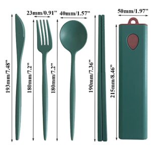 OURASHERO 4pcs Creative Plastic Tableware Set Light & Durable Cutlery Set Reusable Chopsticks Spoon Knife and Fork for Kids Adult Household Picnics Travel Gift with Storage Box