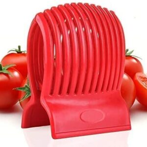 WOIWO Multi use Tomato Slicer Holder Potatoes Round Fruits Vegetables Tools Kitchen Cutting Aid Get Perfectly Sliced Tomato And Vegetable Slices With Half The Prep Time