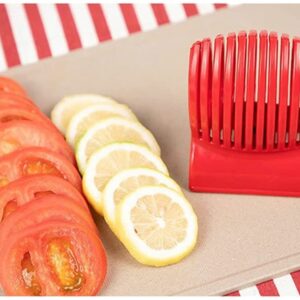 WOIWO Multi use Tomato Slicer Holder Potatoes Round Fruits Vegetables Tools Kitchen Cutting Aid Get Perfectly Sliced Tomato And Vegetable Slices With Half The Prep Time