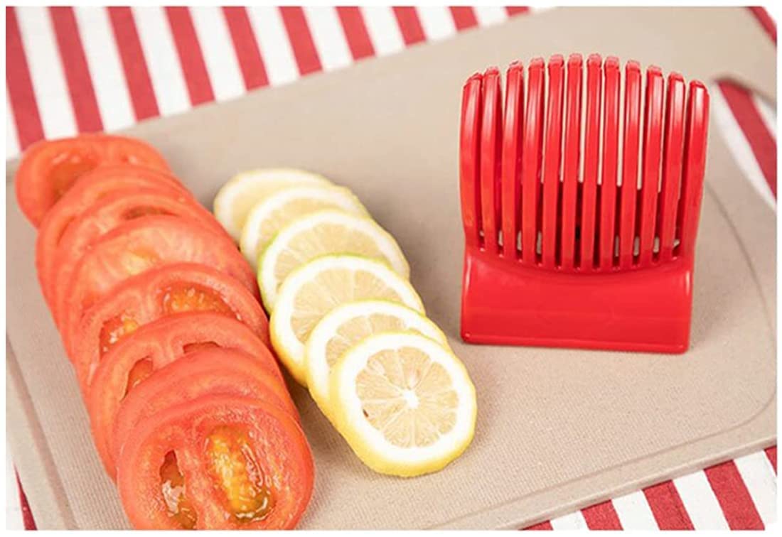 WOIWO Multi use Tomato Slicer Holder Potatoes Round Fruits Vegetables Tools Kitchen Cutting Aid Get Perfectly Sliced Tomato And Vegetable Slices With Half The Prep Time