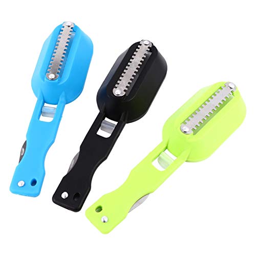 Cabilock Tile Tools 3pcs Fish Scaler Sawtooth Scarper Stainless Steel Fish Scales Cleaning Brush Fish Scales Skin Removing Peeling Gadget Seafood Processing Kitchen Tool (Random Color)