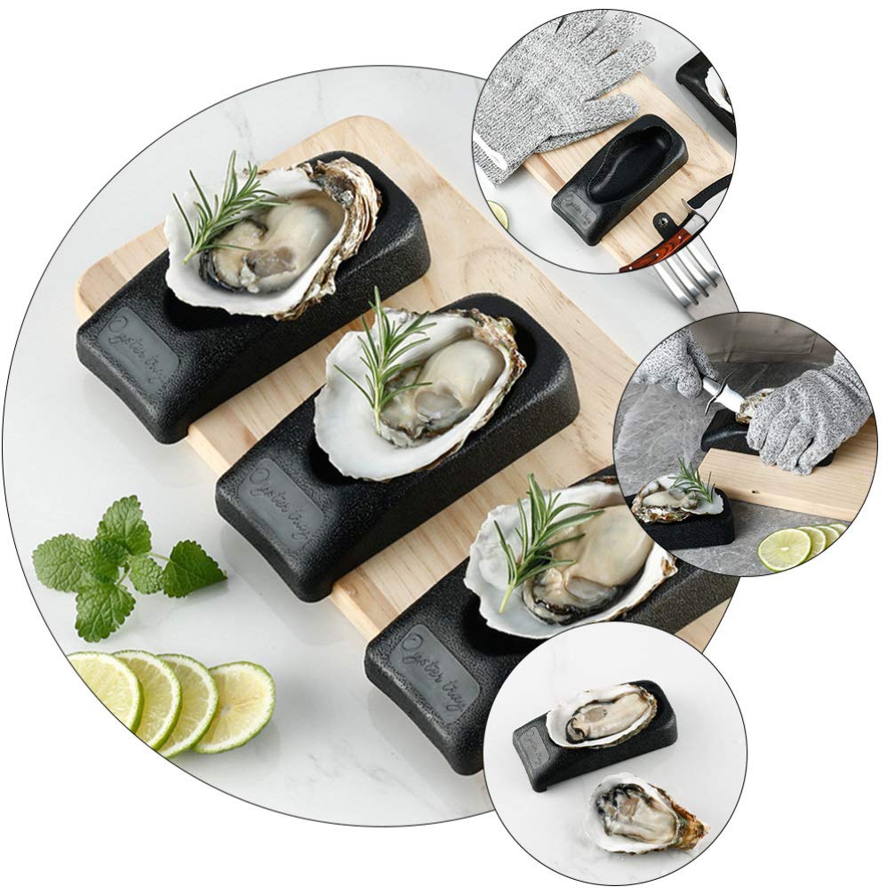 Hemoton 2Pcs Oyster seat Oyster Opener Holder Oyster Plate Oyster Shucking Tool Oyster Shucking Clamps Oyster Platter Oyster Shucker l Brackets Heavy Duty Oyster Clamp Peeler Seafood PVC