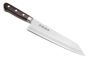 yoshihiro vg-10 hammered damascus kiritsuke sword tip multipurpose japanese chef knife 8.25 inch - western style mahogany handle