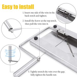 LinaLife Cheese Slicer Blade Wire Cutter Cake Board Butter Slicer Tool Stainless Steel Cheese Slicers for Block Cheese Heavy Duty, Stainless Steel Cheese Slicer with 5 Replacement Wires