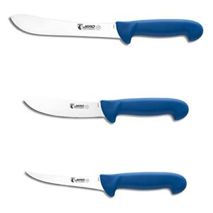 jero p3 series hunters butcher knife set - narrow blade butcher knife, deer skinner and boning knife - meat processing knife set or camp knife set - made in portugal