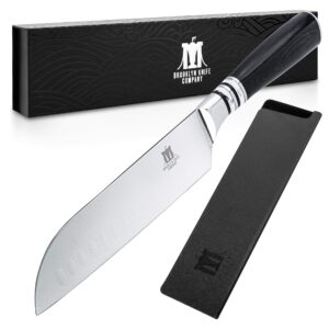 brooklyn knife co. santoku knife - japanese seigaiha series - etched high carbon steel 7-inch