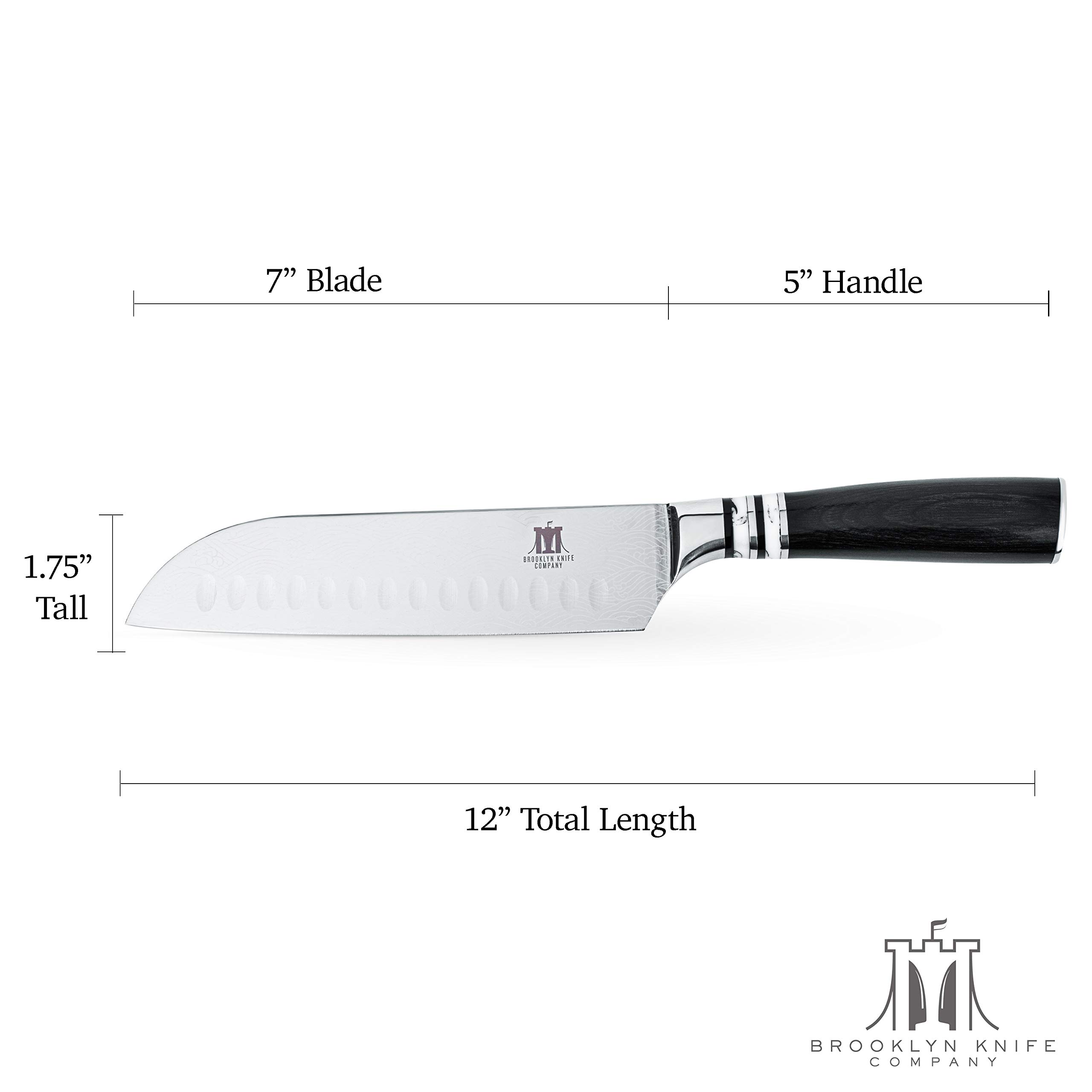 Brooklyn Knife Co. Santoku Knife - Japanese Seigaiha Series - Etched High Carbon Steel 7-Inch