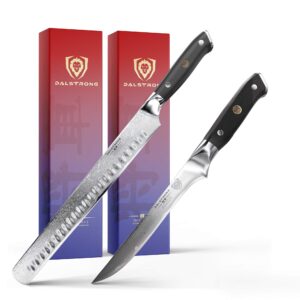 dalstrong shogun series 12" slicing & carving knife - granton edge bundled with the shogun series 6" boning knife - japanese aus-10v - bbq knife bundle