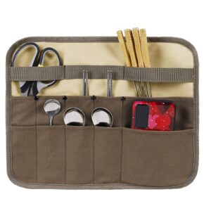 camping utensil bag, knife roll bag for chefs canvas roll up culinary bag tableware storage hanging bag multi-purpose knife cover for cooking, camping