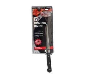 winco kfp-61 6" boning knife, 1-piece full tang, forged carbon steel, pom handle - boning