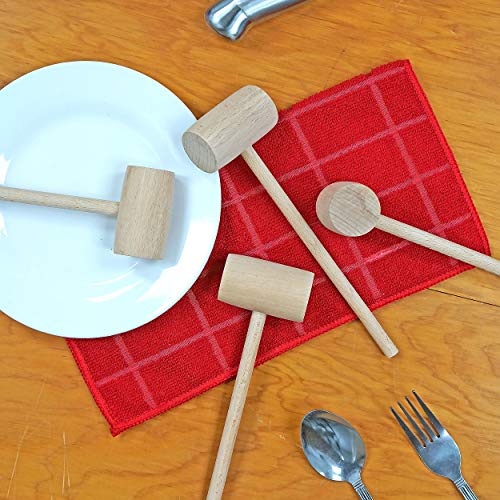 Southern Homewares Wooden Crab Mallet Seafood Lobster Shellfish Cracker Hardwood Hammer Set of 8