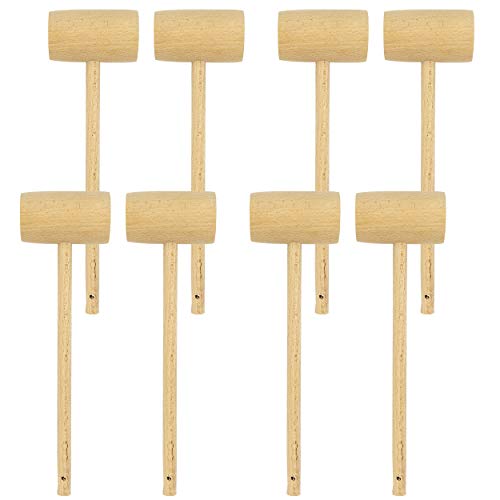 Southern Homewares Wooden Crab Mallet Seafood Lobster Shellfish Cracker Hardwood Hammer Set of 8