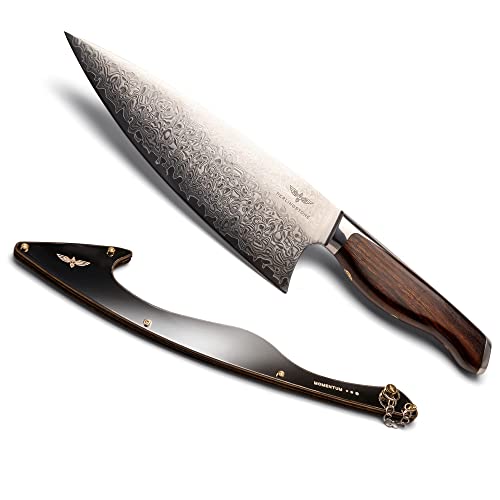 PERLINGSTONE Momentum Collection Chef Knife 8 Inch - Ultra Sharp Chef Knife with AUS10 Japanese Steel Blade - Professional Kitchen Knife - Desert Ironwood Handle - Chefs Knife Includes Sheath