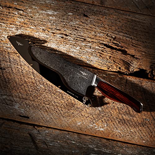 PERLINGSTONE Momentum Collection Chef Knife 8 Inch - Ultra Sharp Chef Knife with AUS10 Japanese Steel Blade - Professional Kitchen Knife - Desert Ironwood Handle - Chefs Knife Includes Sheath