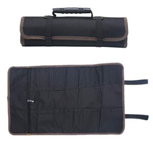 Chef Knife Bag Roll Bag Carry Case Bag Kitchen Cooking Portable 22 Pockets (Black)