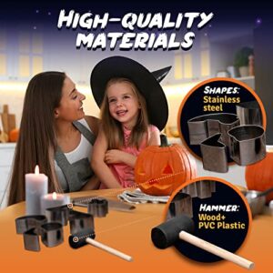 Pumpkin Carving Kit with Hammer - Halloween Decor - Pumpkin Carving Stencils - Pumpkin Carving Tools for Halloween Decoration, Safe & Easy for Kids - 24 Pieces