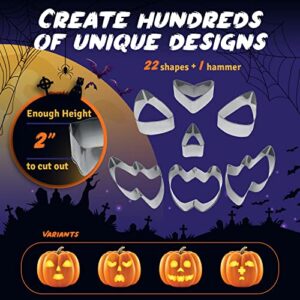 Pumpkin Carving Kit with Hammer - Halloween Decor - Pumpkin Carving Stencils - Pumpkin Carving Tools for Halloween Decoration, Safe & Easy for Kids - 24 Pieces