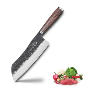shi ba zi zuo 7.5 inch hand forged razor sharp meat and vegetable knife with non-stick blade sturdy handle for kitchen