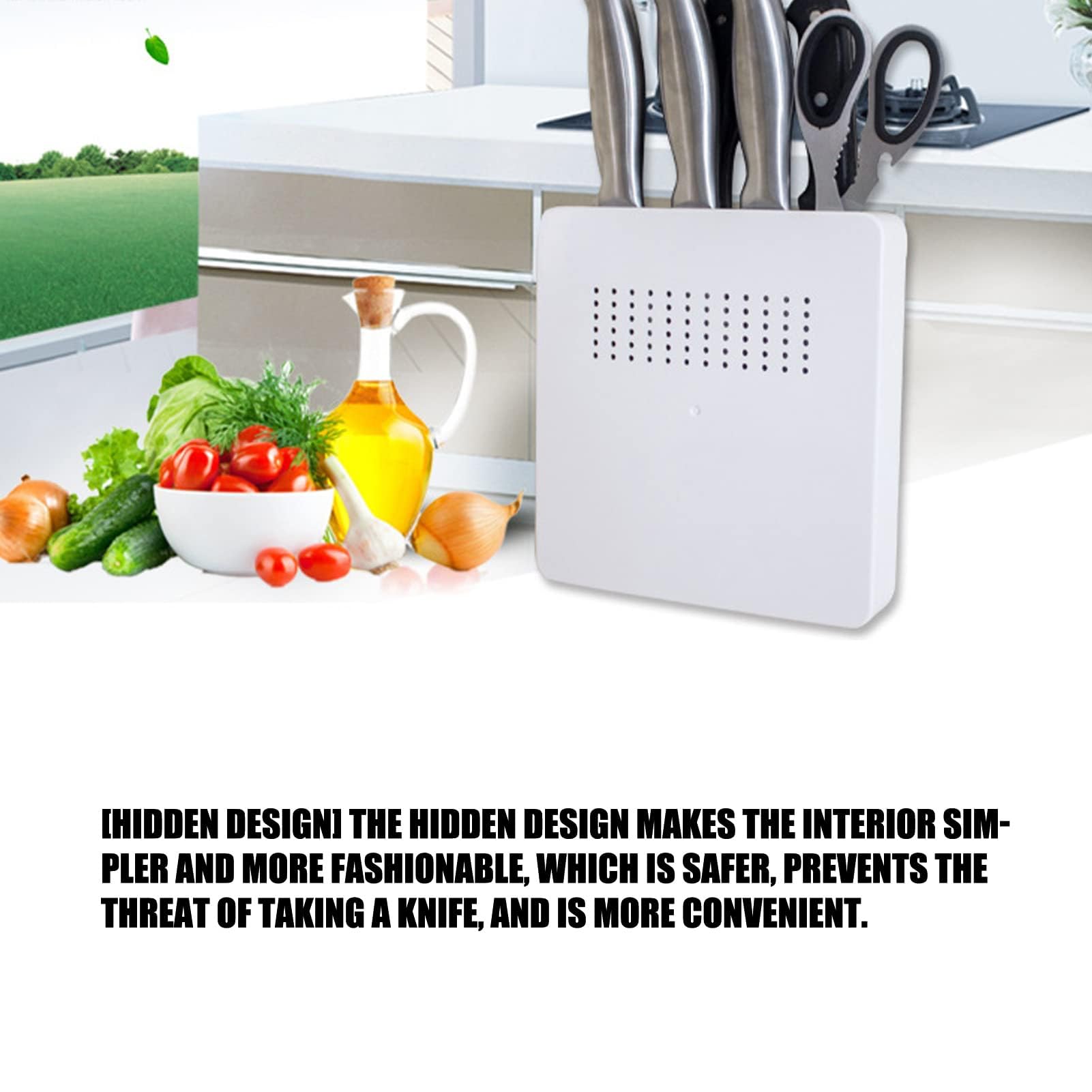 Knife Rack, Hidden Kitchen Knife Holder Prevent Injury Breathable Wall Mounted Knife Block for Home Kitchen