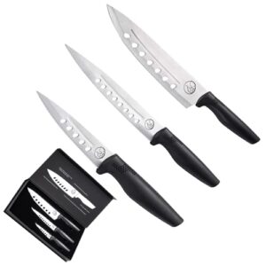 professional chef knife - stainless steel chef's knives - australian designed and tested meat knife - cooking knife - sharp cutting knife - non-slip rubber handle with warranty (s + m + l)